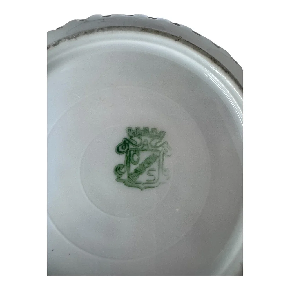 Vintage Schumann Reticulated Porcelain Floral Bowl Pierced Rim 6.25 inch